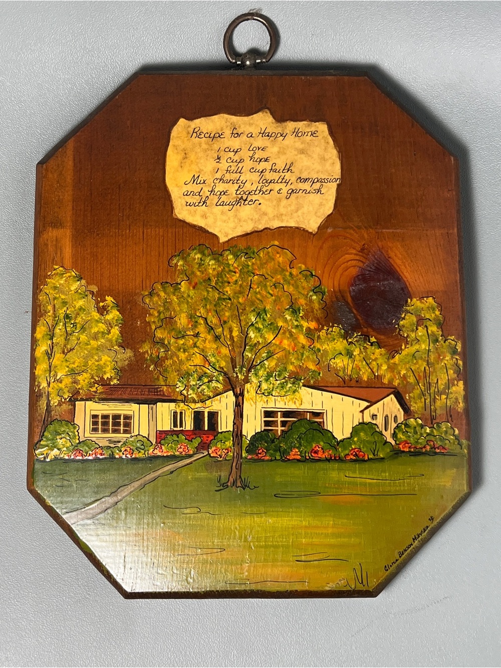 Recipe for a Happy Home Hand Painted Wood Wall Plaque
